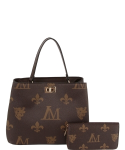 Fashion Monogram Twist-lock Satchel Handbag LMP002-1W COFFEE